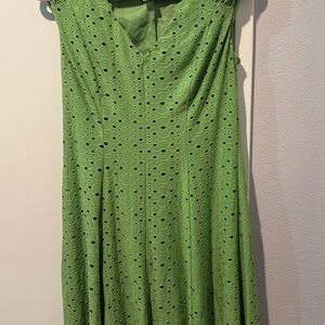 London Times Green Eyelet Midi Dress